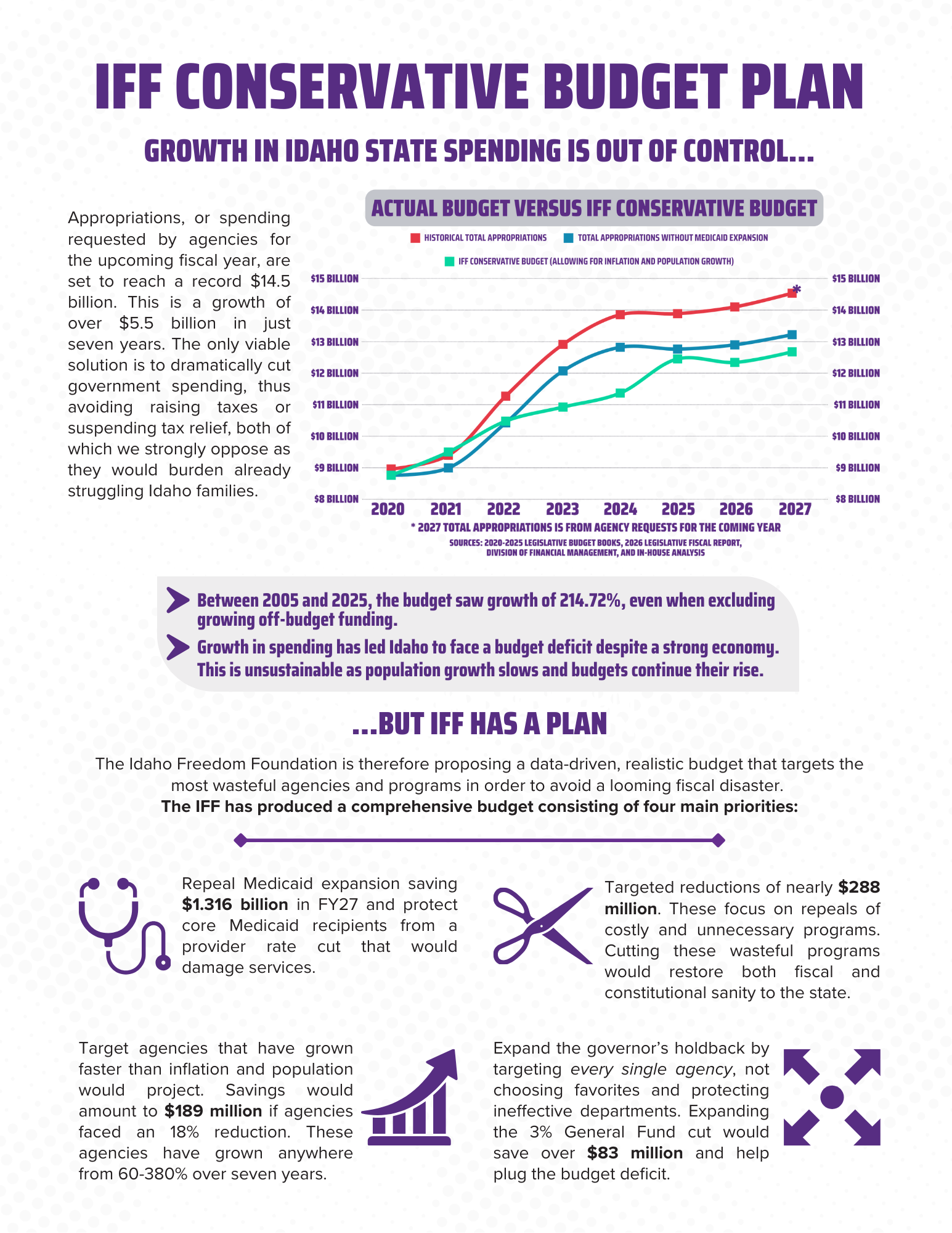 Handout front detailing the IFF Conservative Budget Plan